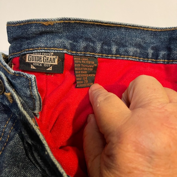 Guide Gear Vintage Mens 44x29 Red Fleece Thinsulate Lined Blue Field Denim Jeans - Picture 2 of 9